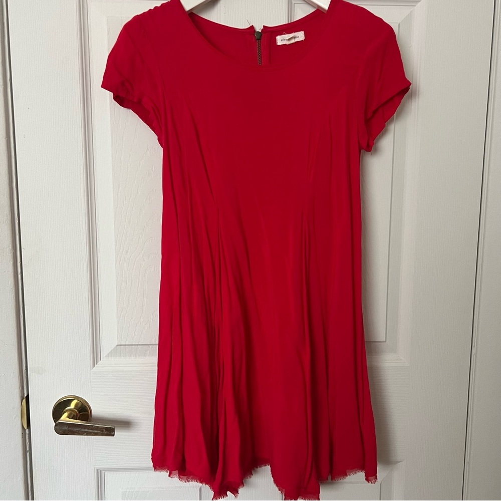 Red Short Sleeve Fit and Flare Mini Dress XS